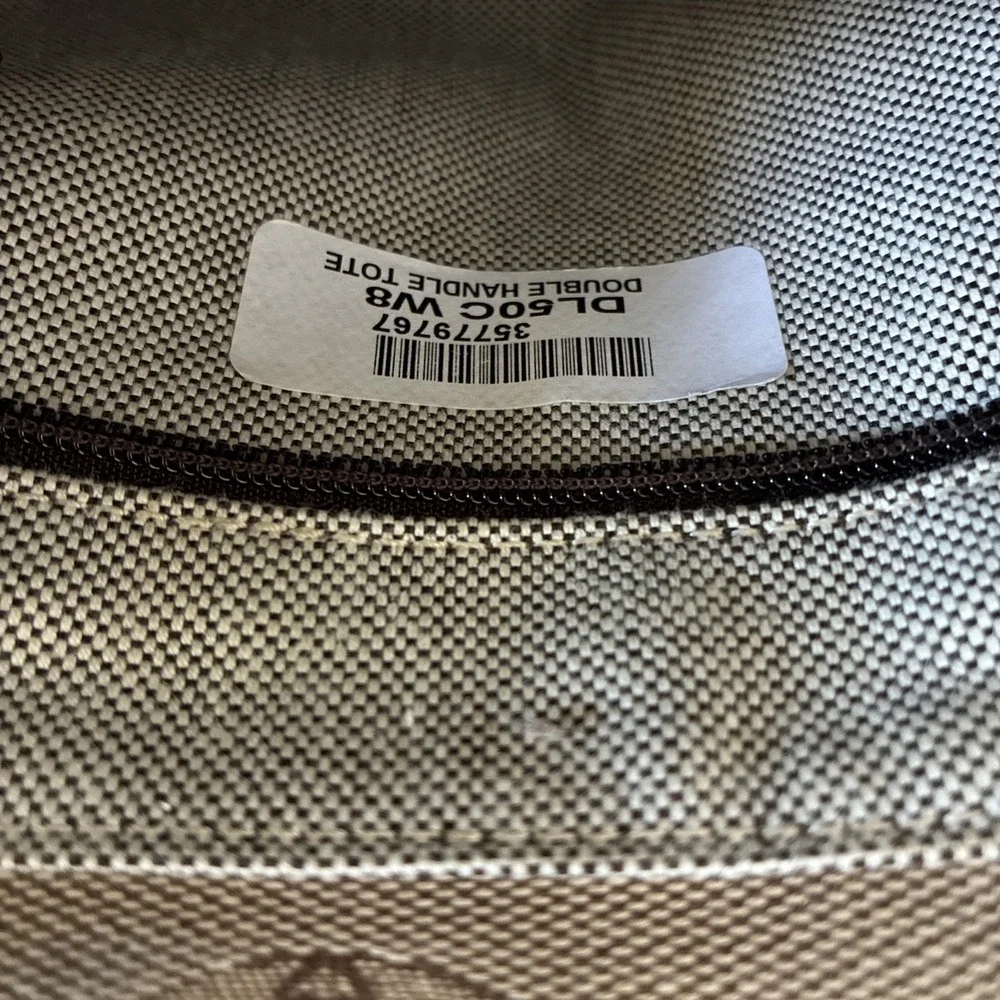 DOONEY & BOURKE Signature Beige Canvas Leather LRG Double Handle Tote Buckle